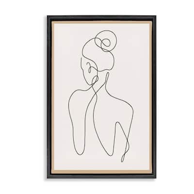 Stupell Minimal Woman Line Drawing Framed Floater Canvas Wall Art Design By LSR Creative Studio