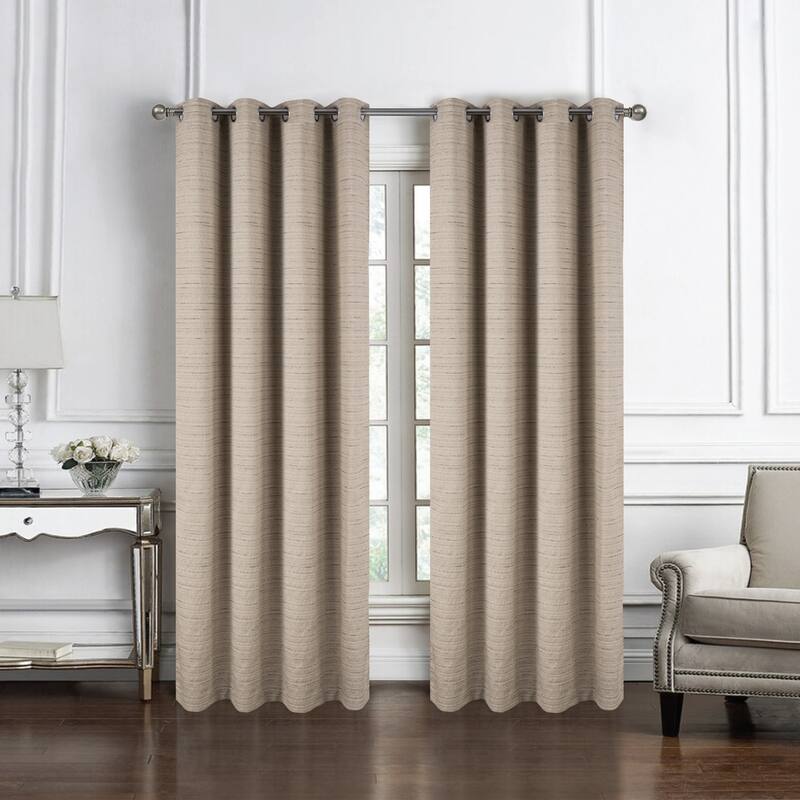 Kensington Striped Texture Window Curtain Panel 84" or 95" - 54" x 84" - Taupe