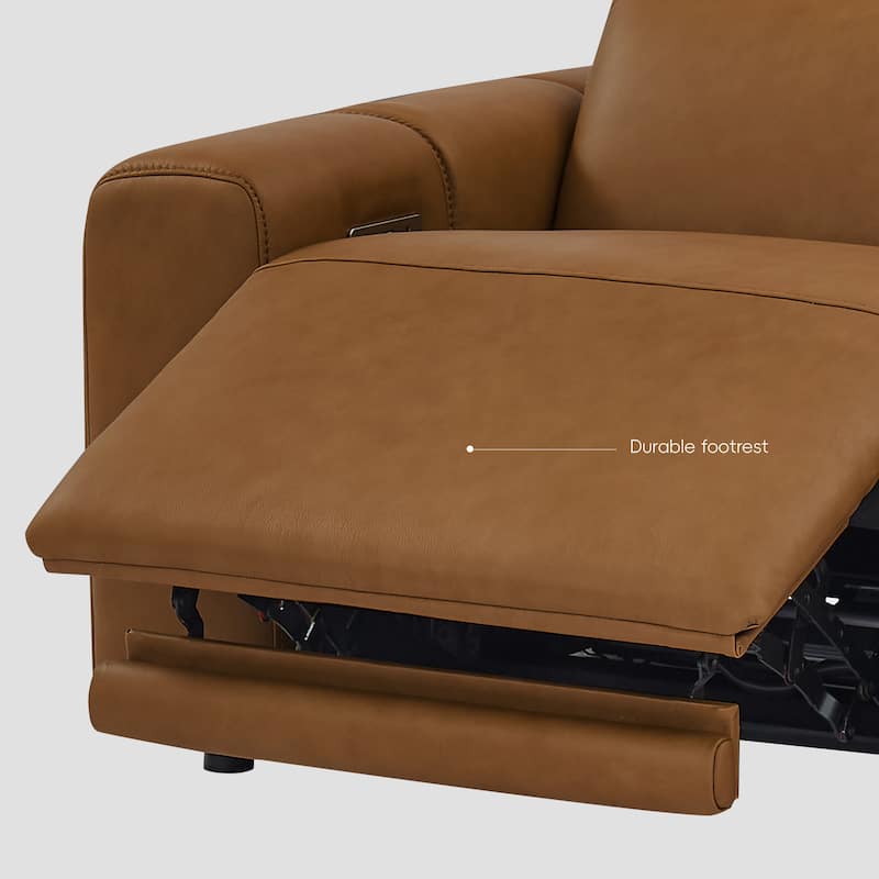 6PCS, 3 power Recliners, Leather Reclining Large Sectional with Power Headrest, Wireless Charging