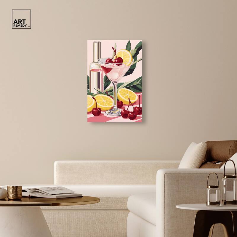 Cherry Lemon Drink Canvas by Art Remedy, Gallery Wrapped