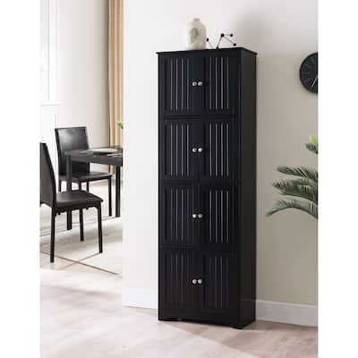 4-Tier Kitchen Pantry Storage Cabinet with 8 Doors, Black