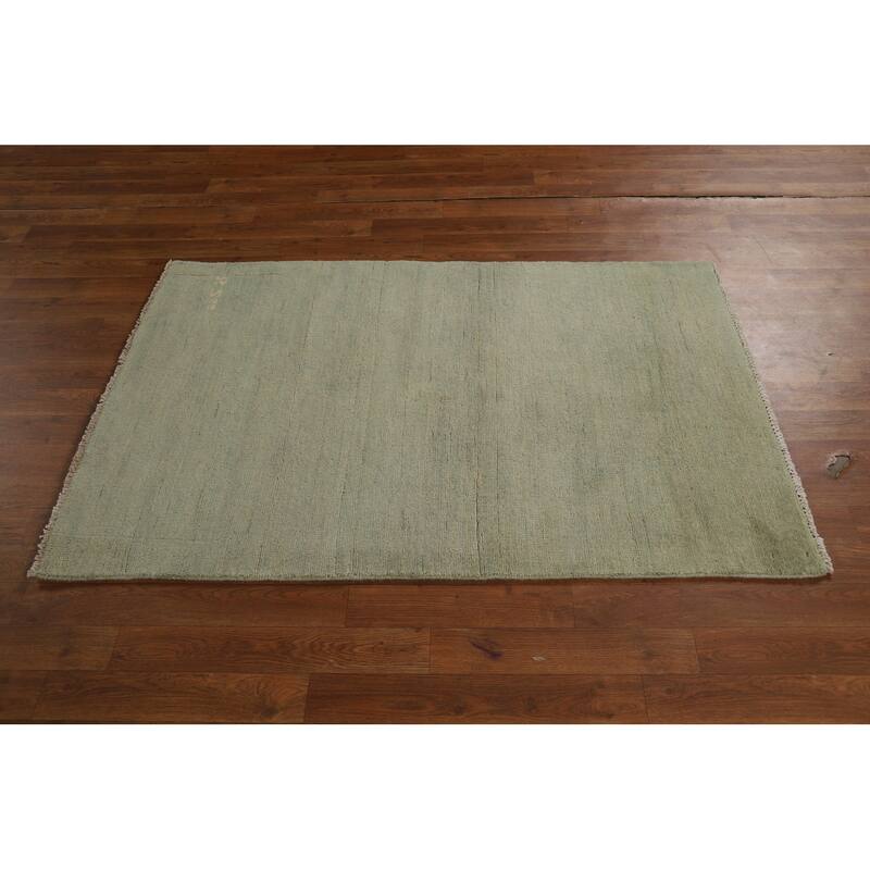 Hand Knotted Oriental 100% Wool Carpet Modern Modern Green Gabbeh Area Rug - 4' 9'' X 3' 2''