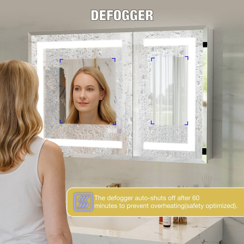 30-48'' W x 24'' H Surface or Recessed LED Bathroom Medicine Cabinet With Mirror,Defog & Quiet Hinges
