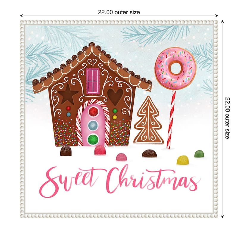 Sweet Holidays I by Victoria Borges (22 x 22 in.), Framed Canvas Wall Art Print - Sylvie Beaded White