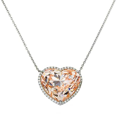 House Of Leon Platinum Heart Cut Fancy Pink Diamond Necklace 24.81ct IGI