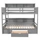 preview thumbnail 5 of 22, Twin Bunk Bed with Shelves and Storage Drawer, Space-Saving, Grey