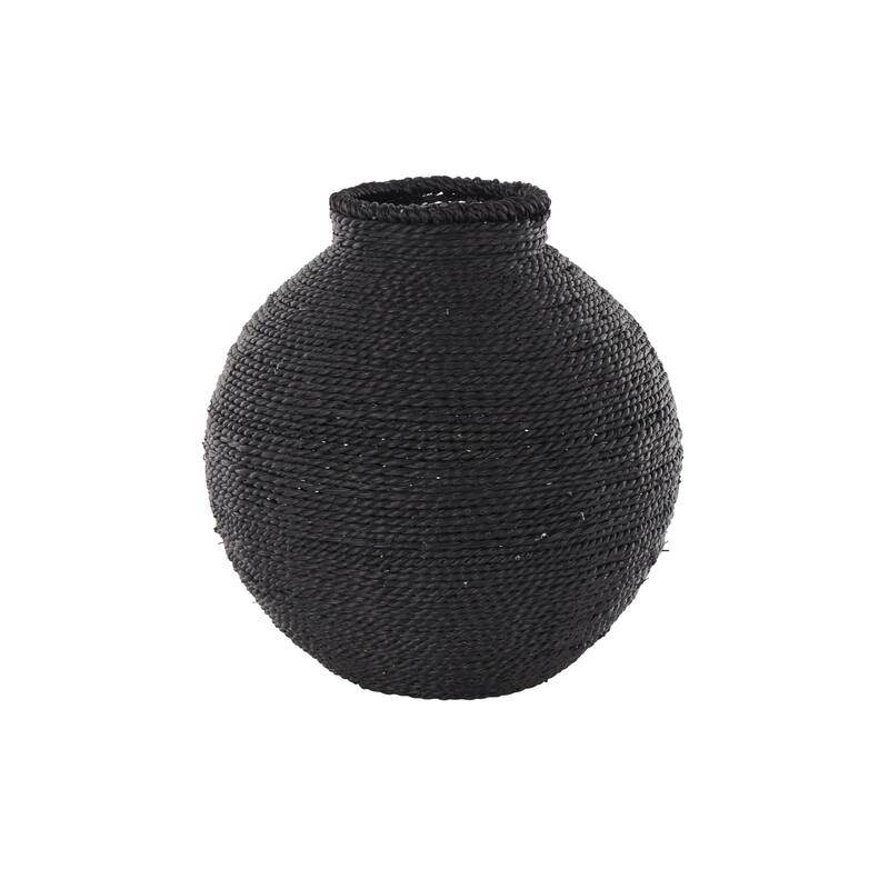 Metal Handmade Wrapped Pot Decorative Vase - Black - Roche River Decor