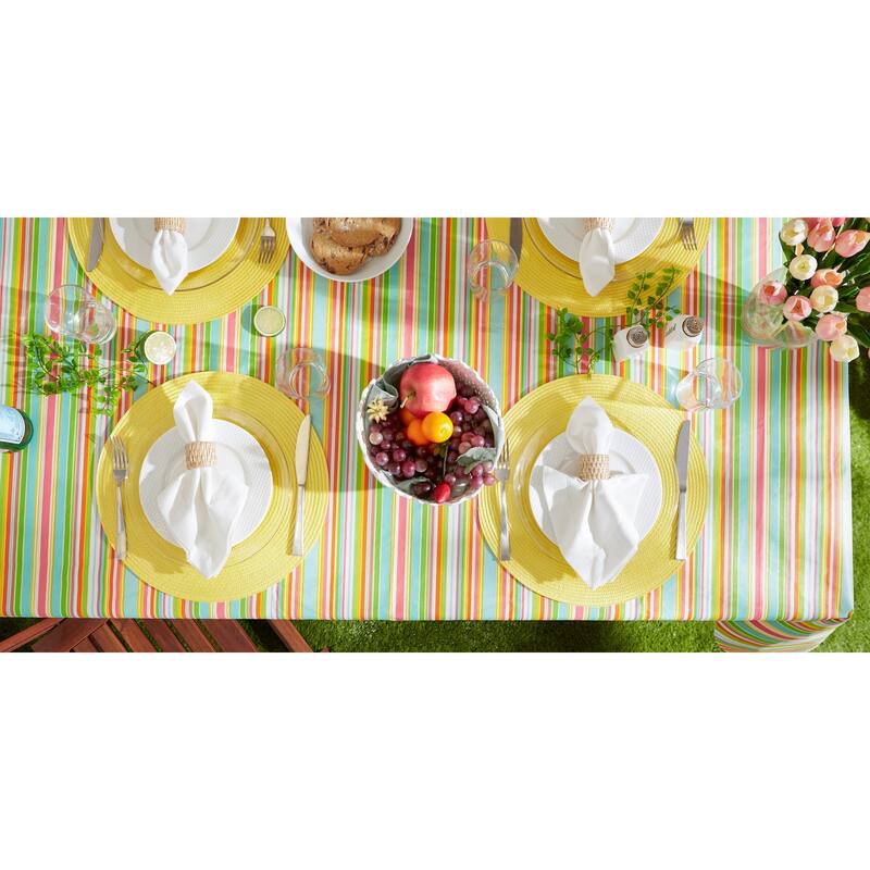 Spring Stripe Vinyl Tablecloth
