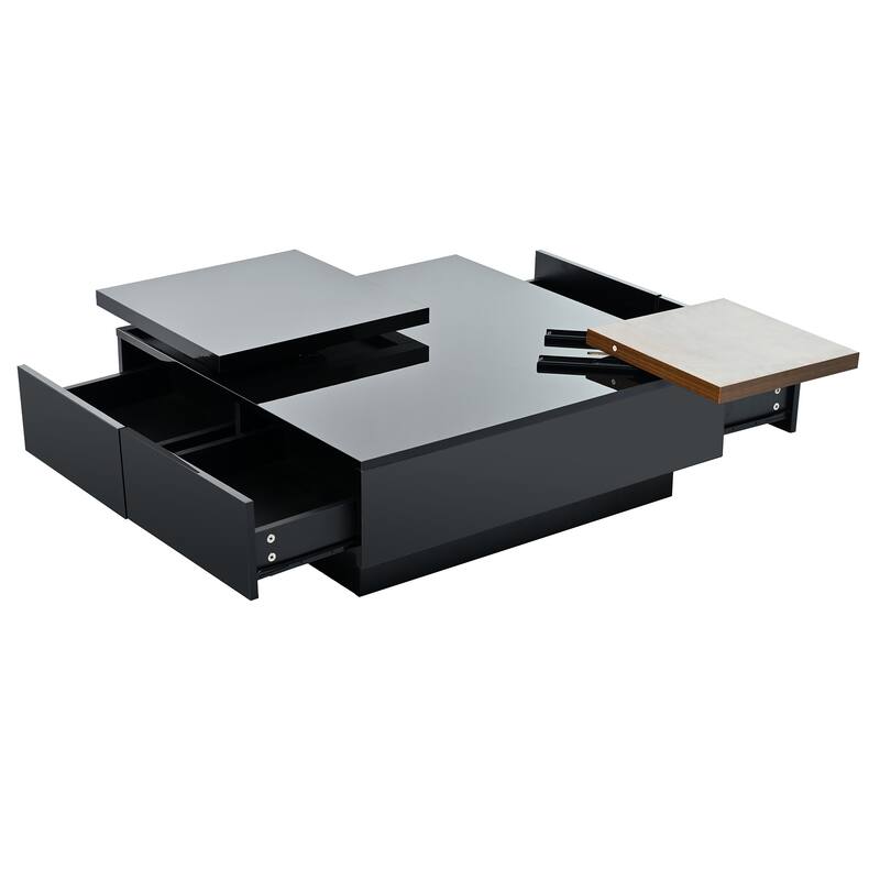 Movable Top Coffee Table with High Gloss finish - 31.5'' D x 31.5" W x 13.2" H