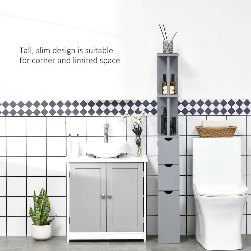Homcom 54" Tall Bathroom Storage Cabinet