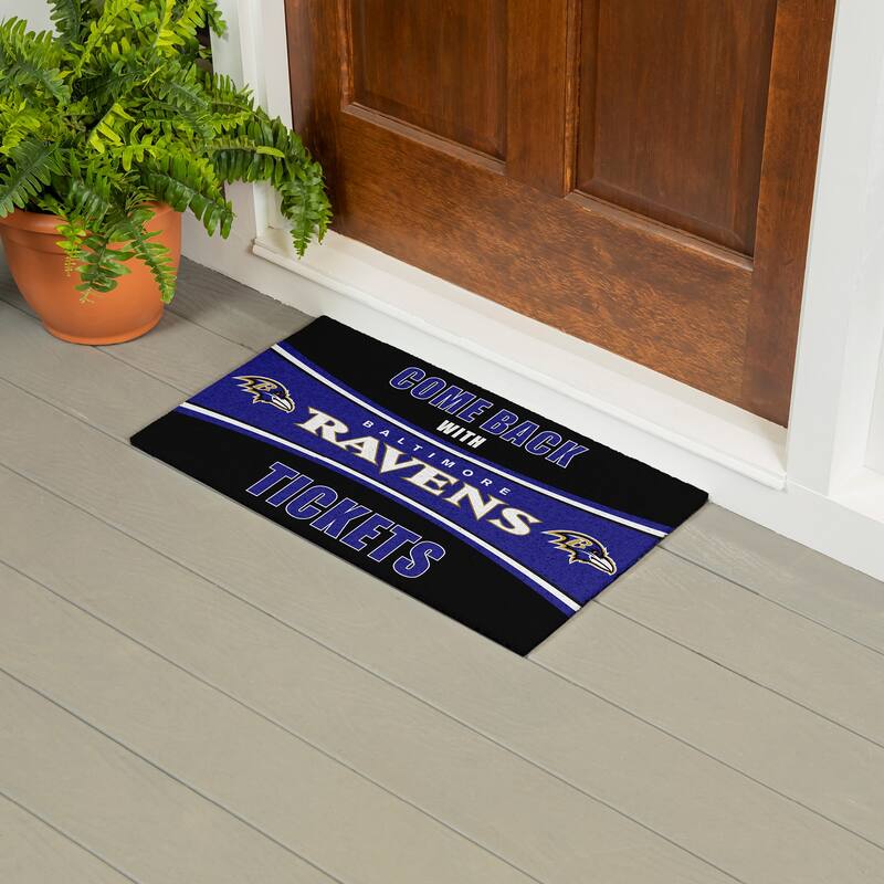 Baltimore Ravens 28 in. x 16 in. PVC "Come Back With Tickets" Trapper Door Mat