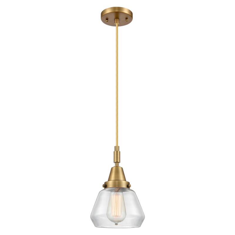 Innovations Lighting Downtown Urban - Caden Fulton - 1 Light 7" Cord Hung Mini Pendant - Brushed Brass/Clear Shade
