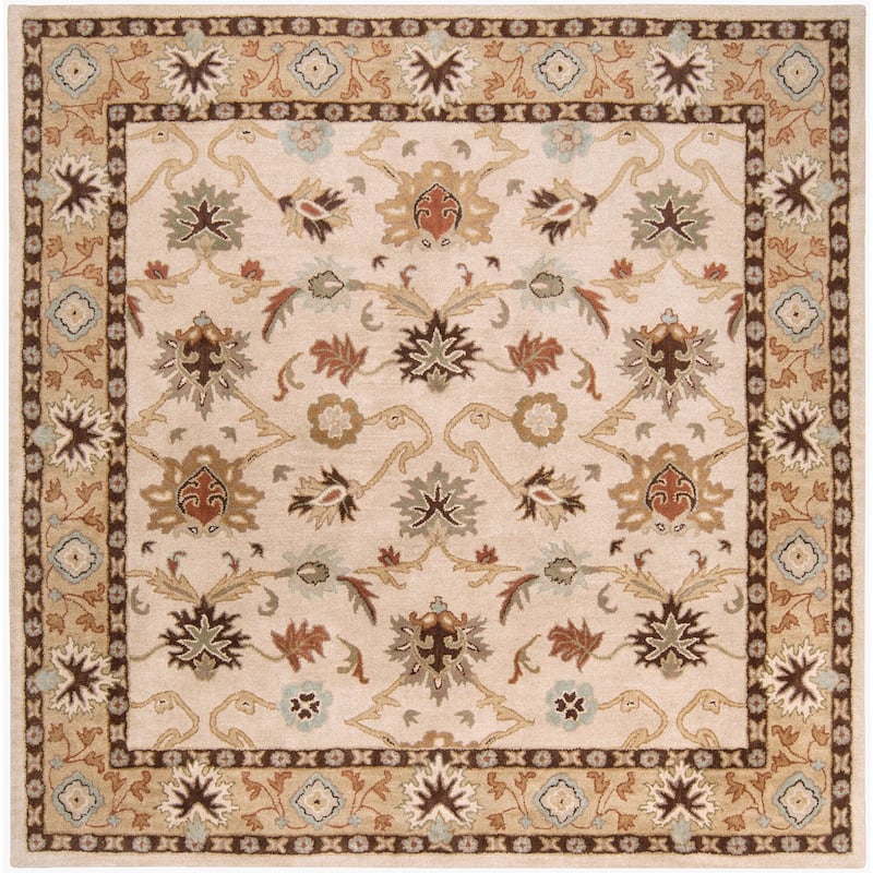 Livabliss Traditional Caesar Border Area Rug - 6' x 6' Square - Sepia