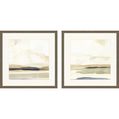 Slate Horizon I S/2 Framed Art Giclee Under Glass - Brown