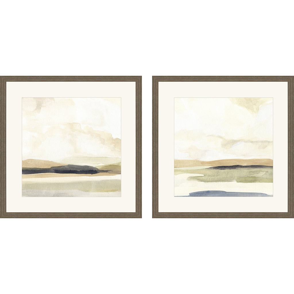 Slate Horizon I S/2 Framed Art Giclee Under Glass - Brown