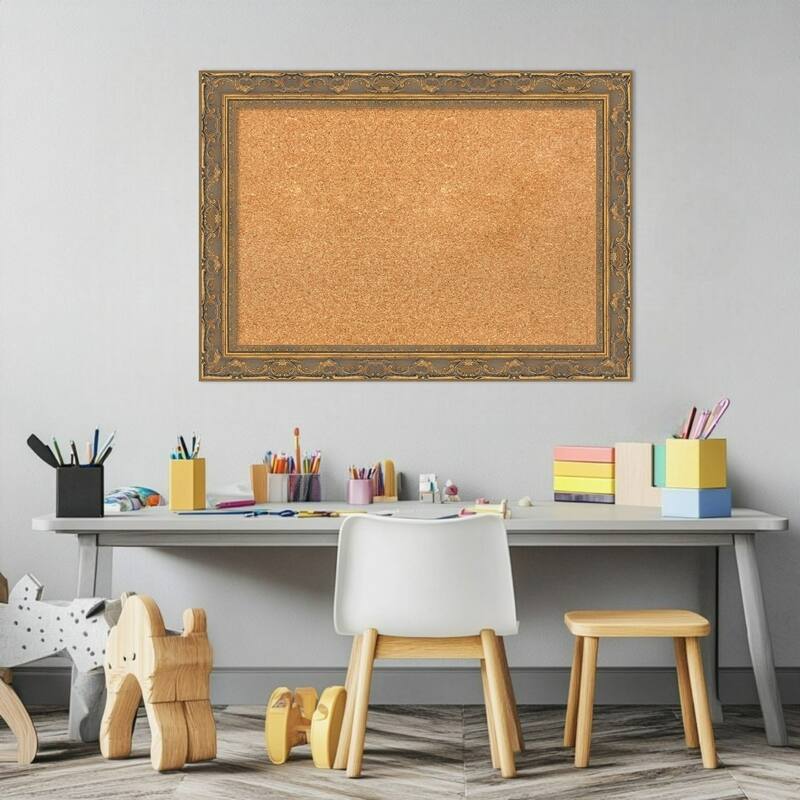 Filigree Gold Framed Cork Board - Bulletin Board, Organization Board, Pin Board