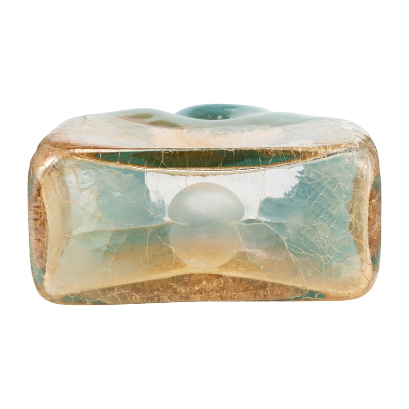 Sagebrook Home Artisan Glass Teal and Apricot Coastal Vase