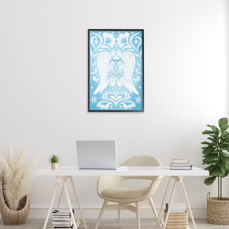 Stupell Symmetrical Patterned Angel Cat Framed Giclee Art Design By Hannah Moren