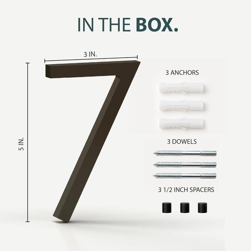 Mega Handles Modern Metal House Numbers | Heavy Duty Outdoor Address Digits | Easy to Install, Floating or Flush Mount Design