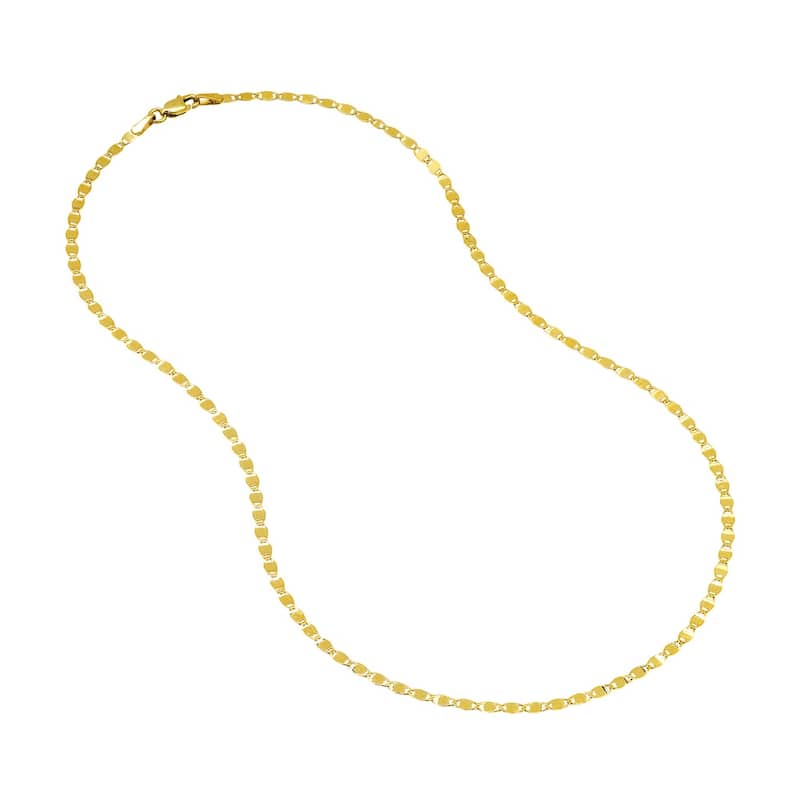 Curata 14k Yellow Gold 2.7mm Valentino Chain Necklace (Lobster) Options: 16 18 20 24