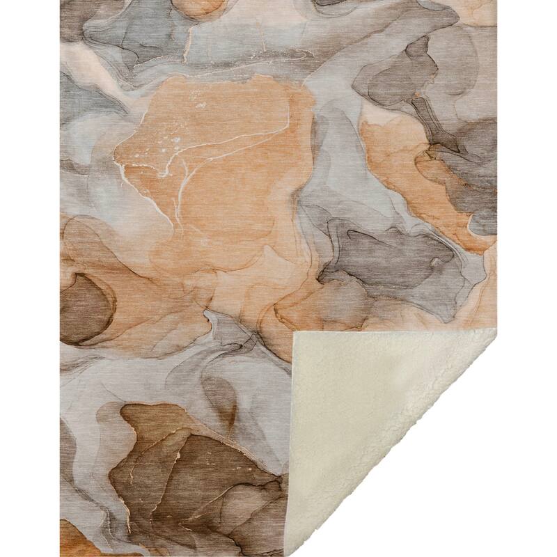 Premium Machine Washable Abstract Contemporary Sherpa Throw Blanket
