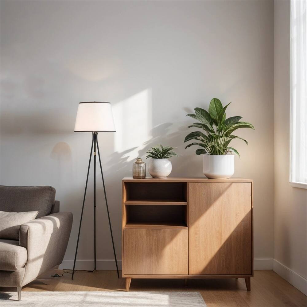 Modern Tripod Floor Lamp Free Standing Land Lamp w/Steel Frame