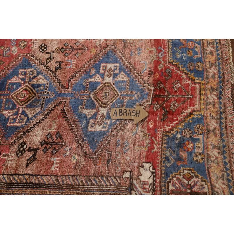 Vegetable Dye Pink Shiraz Persian Antique Rug Hand-knotted Wool Carpet - 4'5"x 6'4"