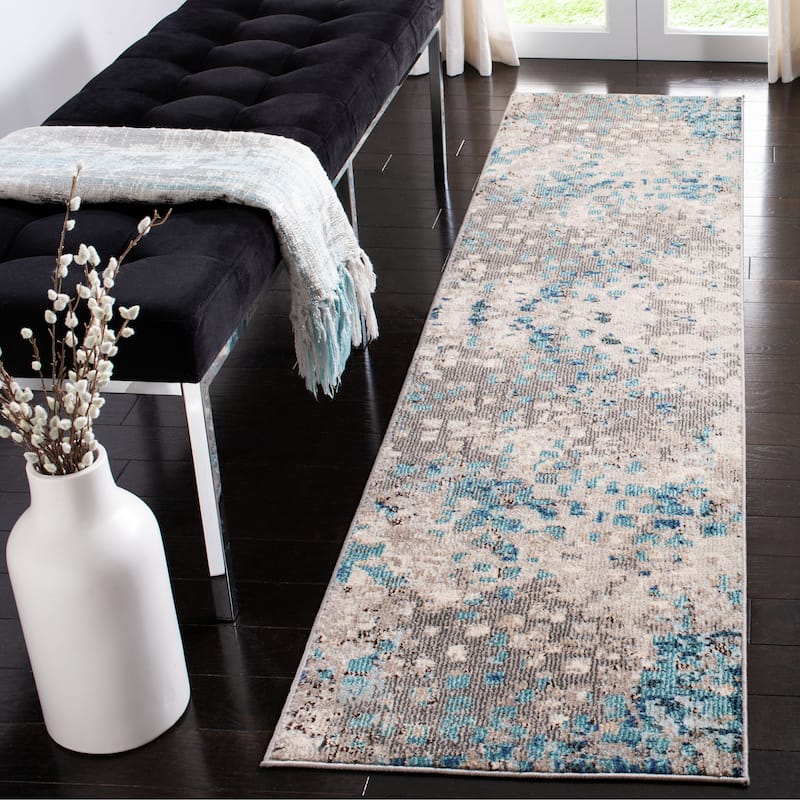 SAFAVIEH Madison Gudlin Modern Abstract Watercolor Rug - 2' 2" x 20' - Grey/Blue - Runner/Rectangle
