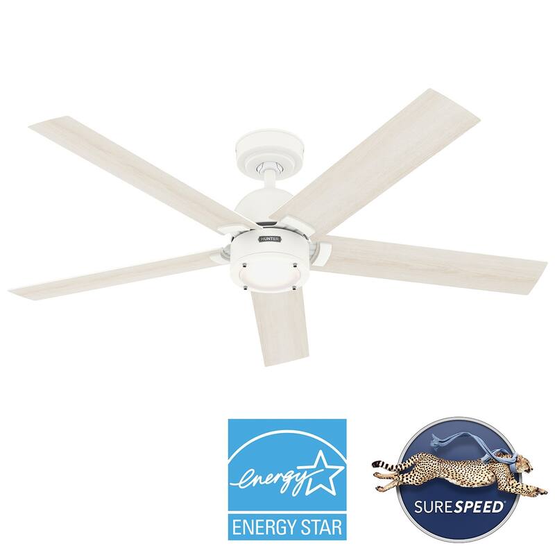 Hunter 52" Erling ENERGY STAR Ceiling Fan with LED Light Kit and Handheld Remote - Contemporary, Transitional, Modern Farmhouse