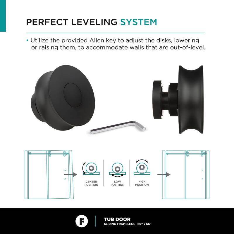 Fine Fixtures Tub Door Sliding Frameless Tempered Glass