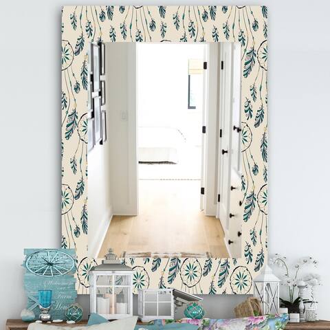 Designart 'Feathers 24' Bohemian and Eclectic Mirror - Modern Printed Wall Mirror
