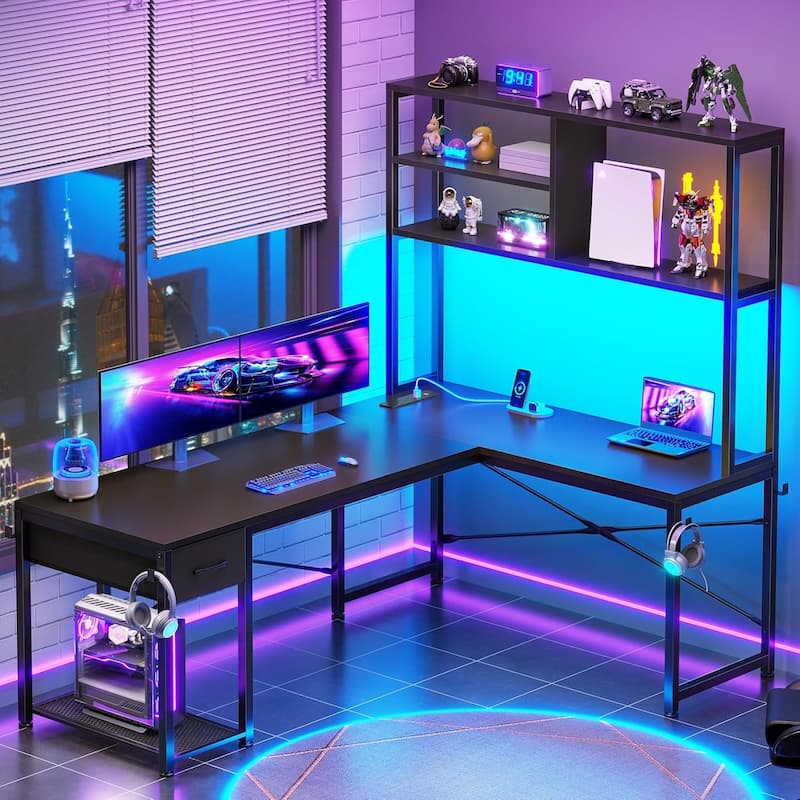 51.2" Reversible Small Corner Desk with Drawer L Shaped Gaming Desk