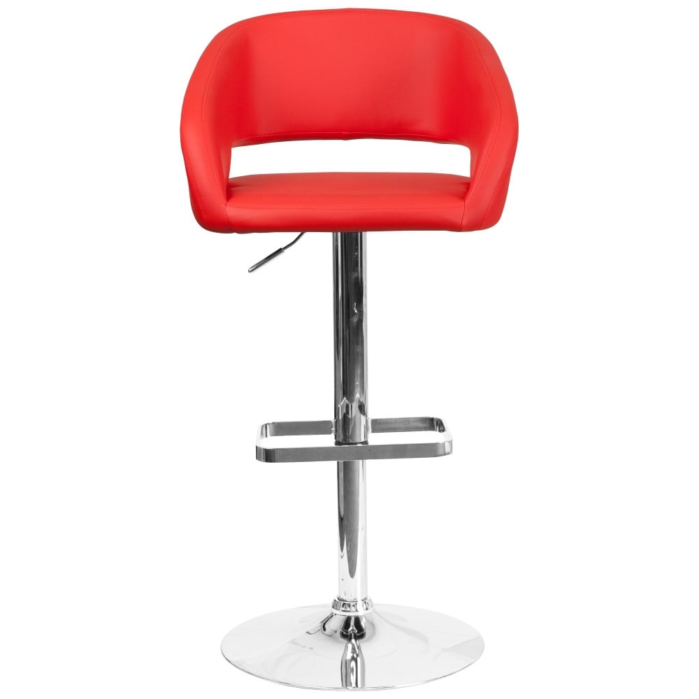 Vinyl Adjustable Height Barstool with Rounded Mid-Back