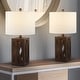 preview thumbnail 3 of 14, Ibiza 21.5" Farmhouse Wood LED Table Lamp, Brown (Set of 2), by JONATHAN Y