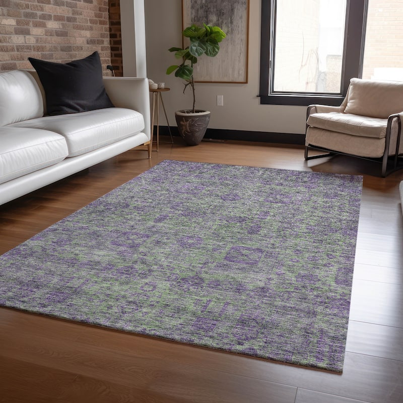 Machine Washable Indoor/ Outdoor Chantille Vintage Traditional Rug - Fern - 8' x 10'