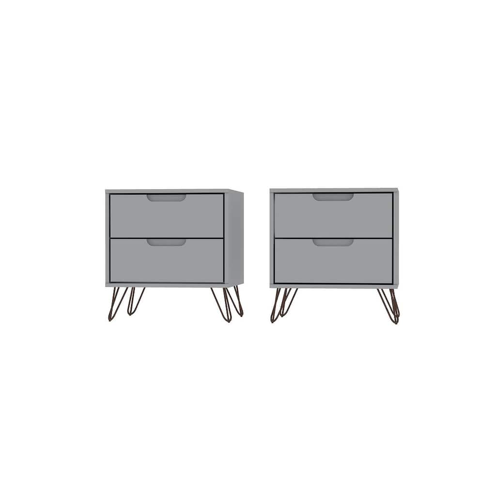 Manhattan Comfort Rockefeller 2-Drawer Nightstand (Set of 2)