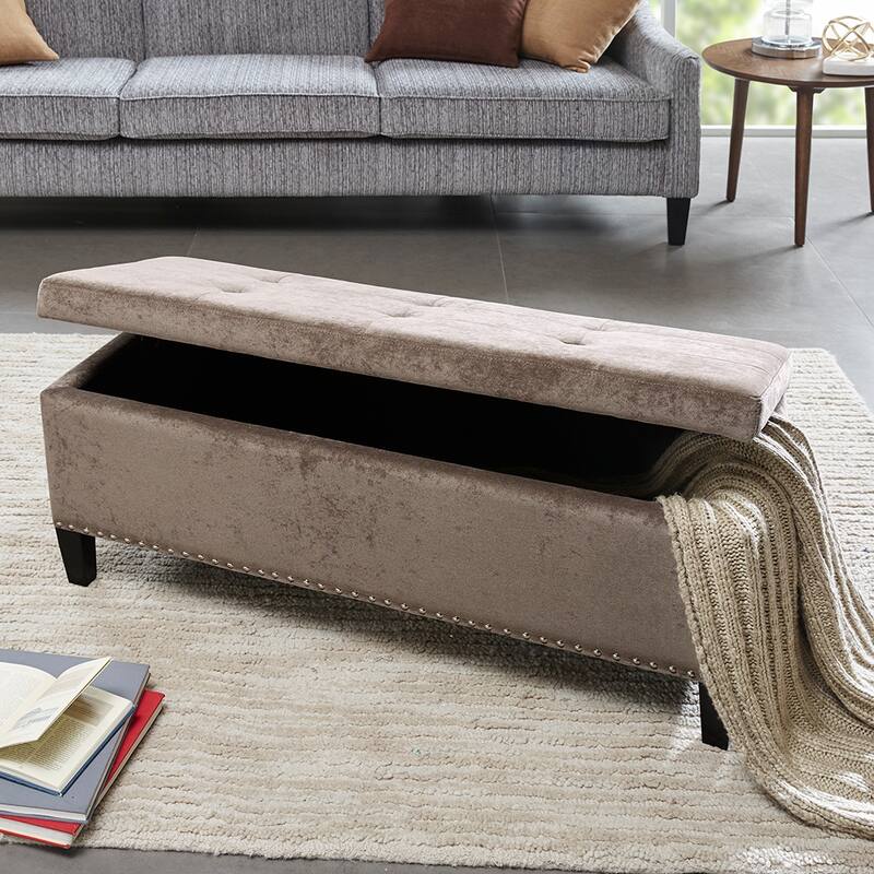 Chic Mid-Century Modern Upholstered Tufted Storage Bench - Ideal for Modern Homes - Taupe