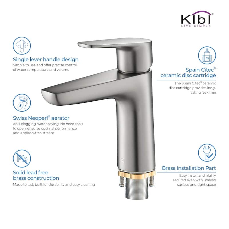 Lead Free Solid Brass Single Handle Bathroom Vanity Sink Faucet with Water Hose