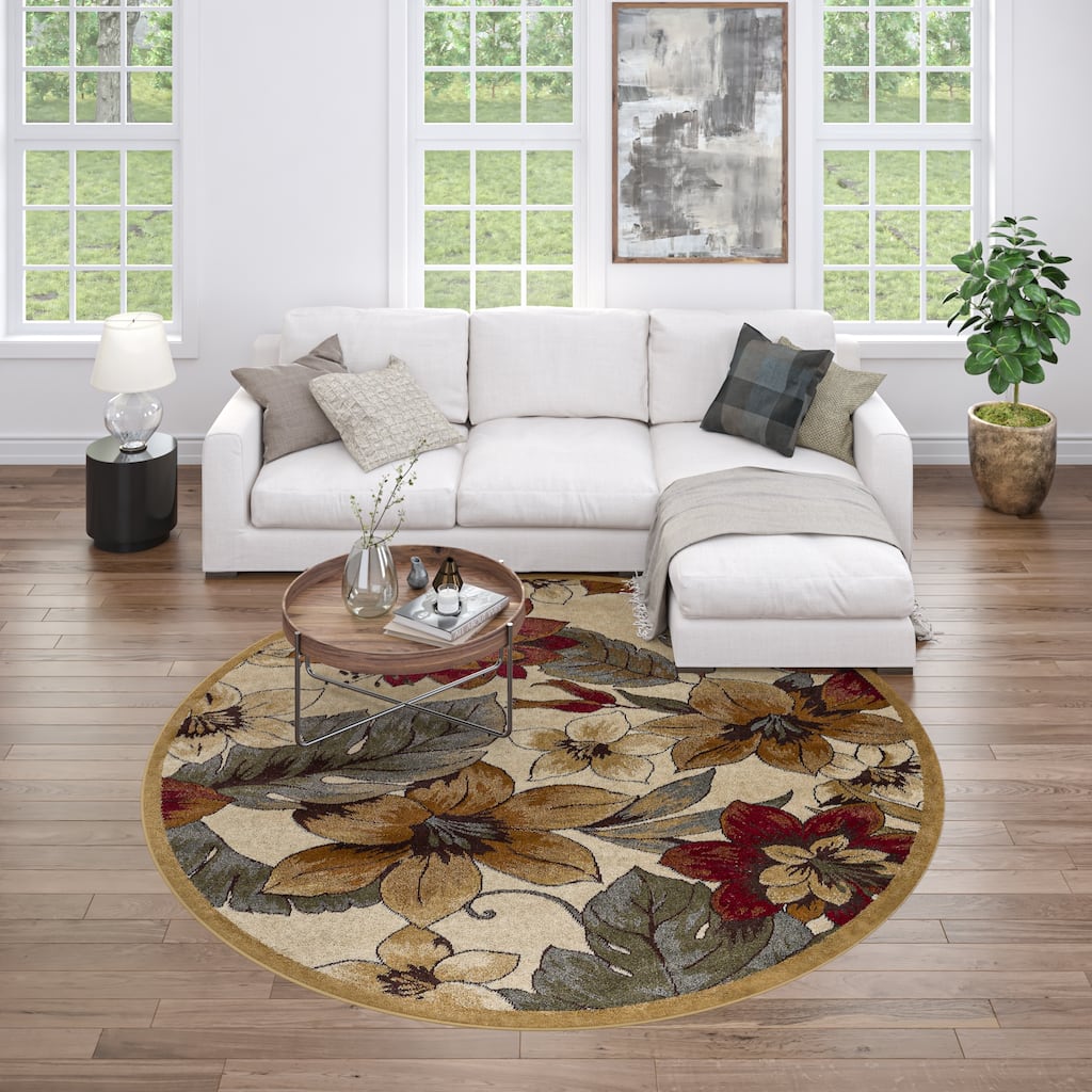 Infinity Transitional Floral Indoor Area Rug - 5'3 x 5'3