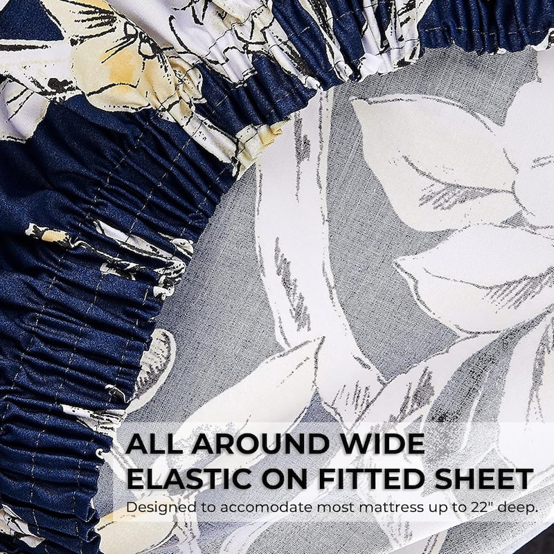 300 Thread Count Cotton Ultra-soft Printed Deep Pocket Bed Sheet Set