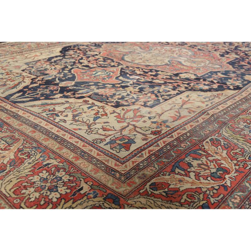 Vegetable Dye Sarouk Farahan Persian Area Rug Handmade Wool Carpet - 8'7" x 11'5" - 8'7" x 11'5" - Blue