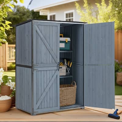 5 x 2.4ft Outdoor Storage Shed, Outdoor Storage Cabinet, Garden Shed Tool Shed with Metal Frame - 55.1"L X 29.1"W X 68.9"H
