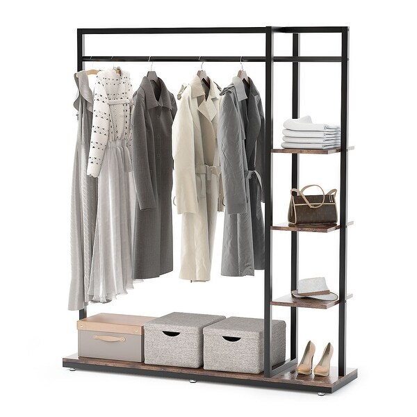 70.9 inch Tall Clothes Rack, Closet Organizer Garment Rack with Shelf ...
