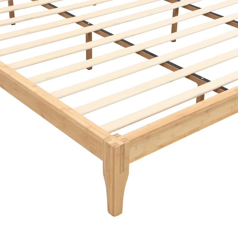 Open Frame Bamboo Platform Bed Frame, No Box Spring Needed, King Queen Full