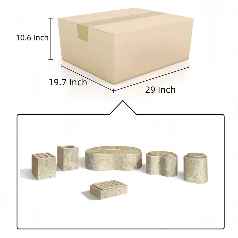 Roomfitters Marble Bathroom Accessories Set, Natural Stone Countertop Accessory Set, Solid Marble Vanity Set