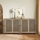 preview thumbnail 7 of 5, Art Leon Accent Natural Cane Rattan Sideboard Buffet Storage Cabinet (Set of 2)