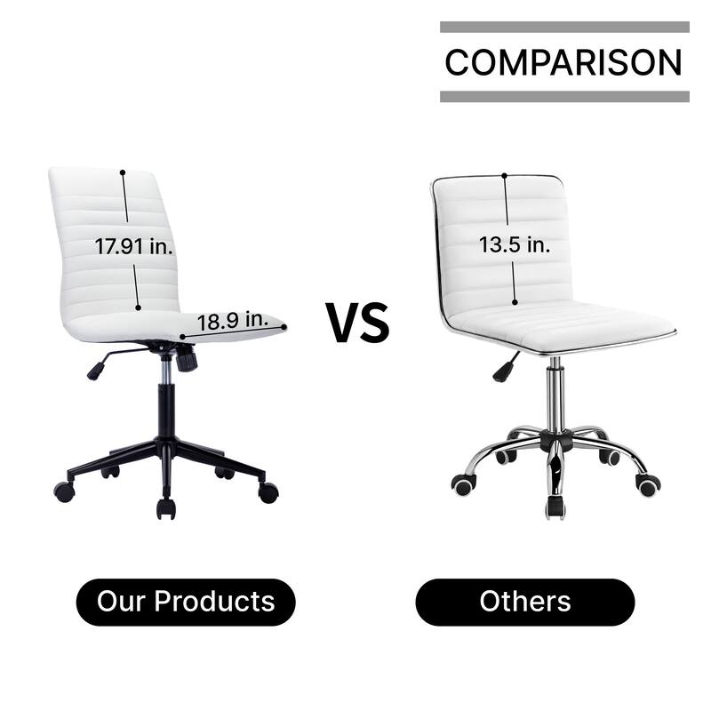 Porthos Home Bron Faux Leather Armless Office Chair with Steel Roller Base, Tilt Mechanism