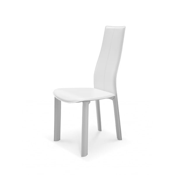 Set of 4 Modern Dining White Faux Leather Dining Chairs - Overstock