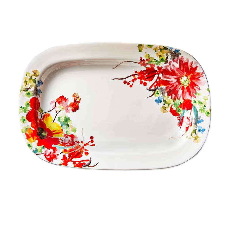 Blooming Flowers Rectangular Platter