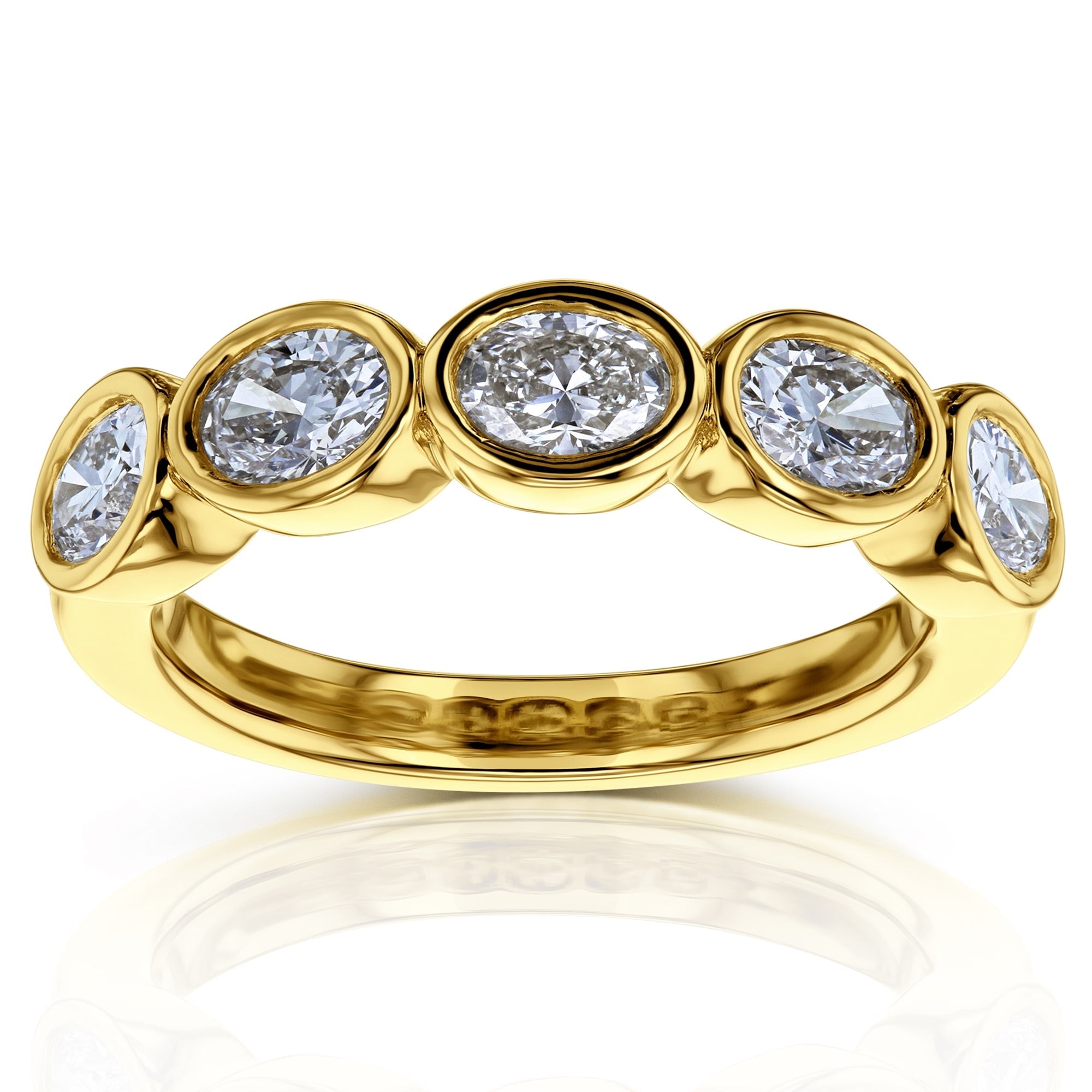 Kobelli 1.1 Carats Lab Grown Diamond 14k Solid Gold Oval Bezel Half Eternity East-West Bailey Ring